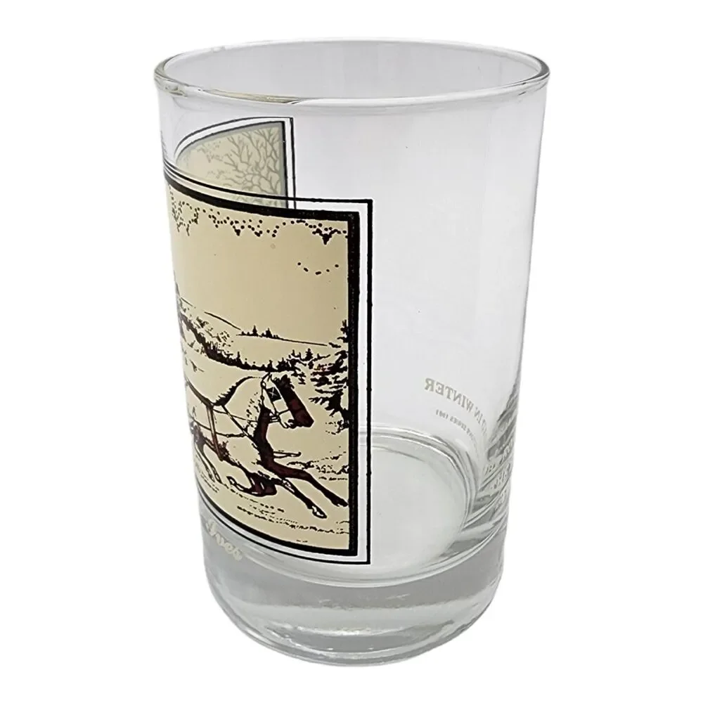 Vintage 1981 Arby’s Currier & Ives Glass #1 The Road in Winter Holiday Sleigh
